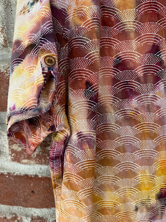 Tie Dye Button Down Short Sleeve Shirt - Medium - Sunrise
