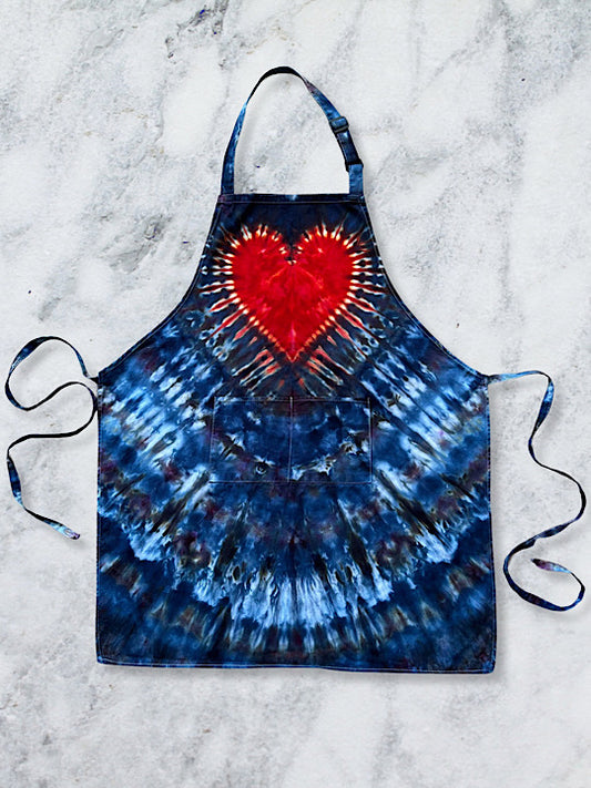 Tie Dyed Apron - Big Heart - Preorder