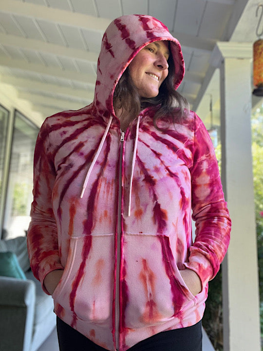 Tie Dye Zip Up Fleece Hoodie Pink Small – RocknSocks