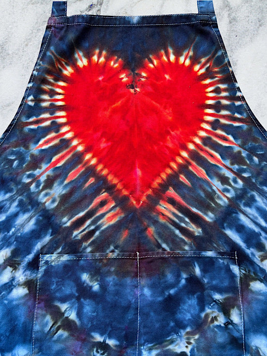 Tie Dyed Apron - Big Heart - Preorder