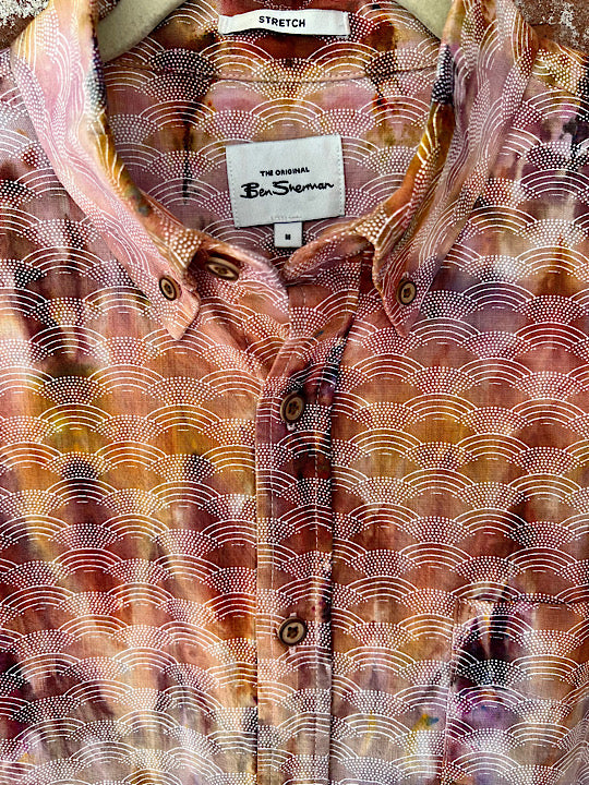 Tie Dye Button Down Short Sleeve Shirt - Medium - Sunrise