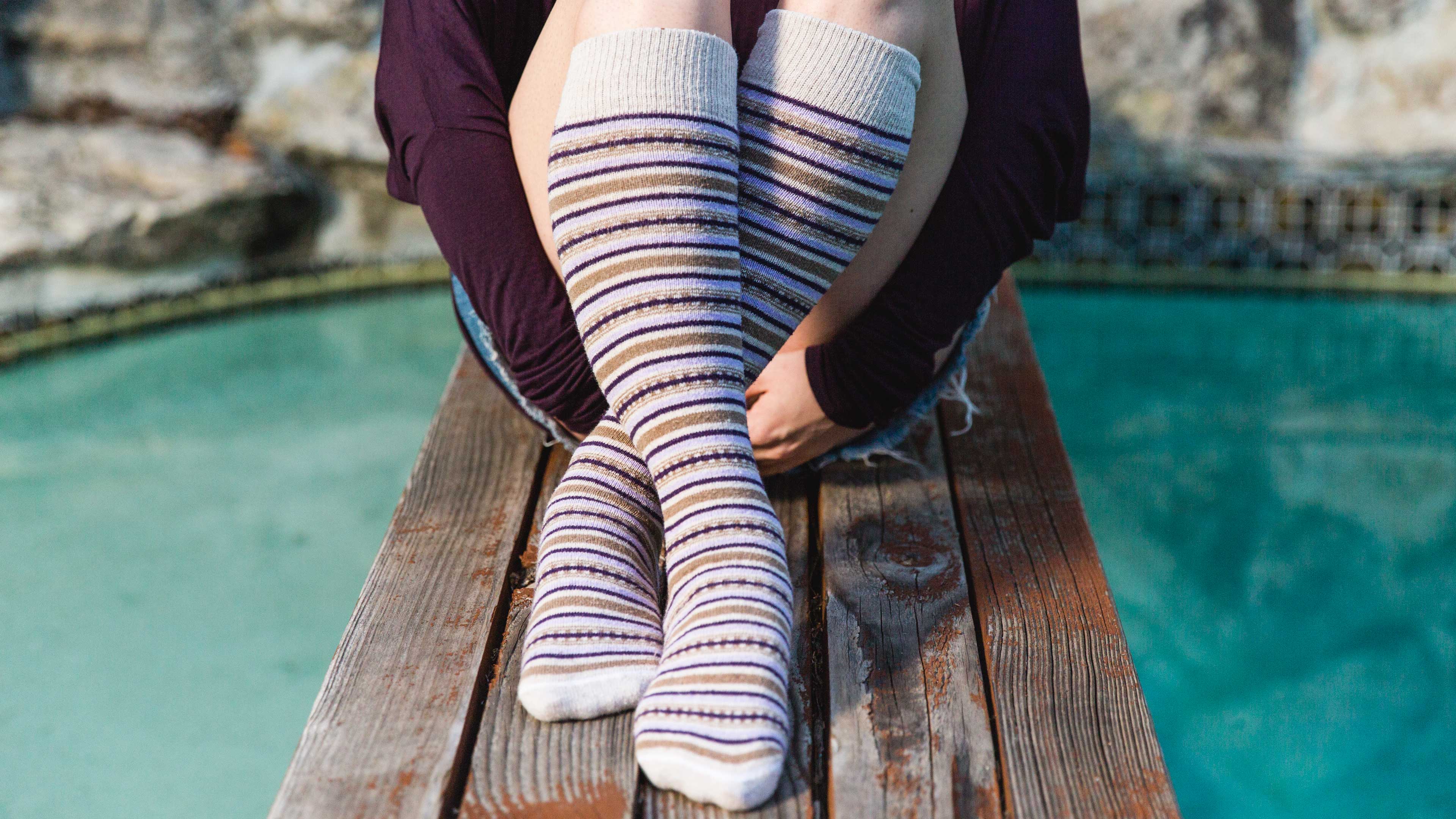 Elsa Plum Fair Isle Striped Knee High - American Made Eco Friendly RocknSocks