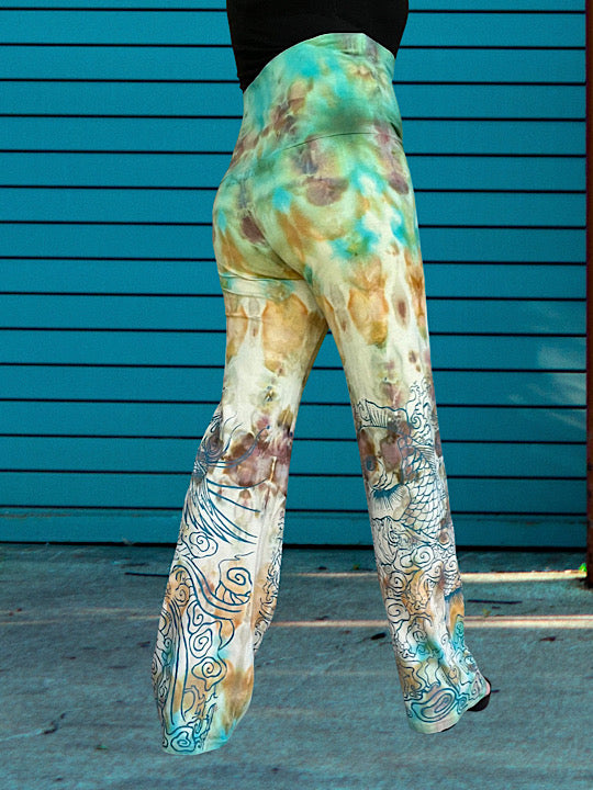 Tie Dye Boot Cut Yoga Pants - Nectar Koi - X Large