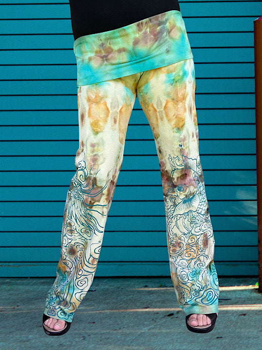 Tie Dye Boot Cut Yoga Pants - Nectar Koi - X Large