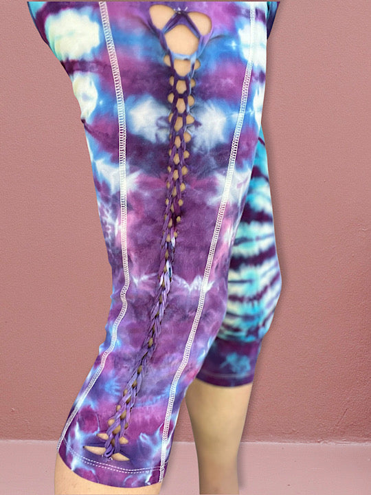 Tie Dye Capri Leggings - Nectar Purple - Medium