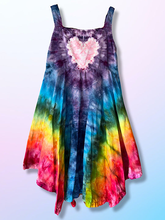 Tie Dye Girls Tank Dress Rainbow Heart 6T