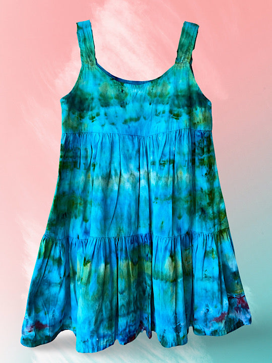 Tie Dye Girls Tank Dress Blue Butterfly 4T