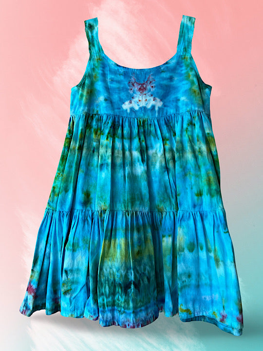 Tie Dye Girls Tank Dress Blue Butterfly 4T