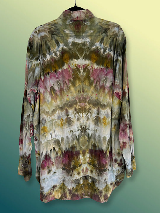 Tie Dye Long Sleeve Men's Button Down - -XXL