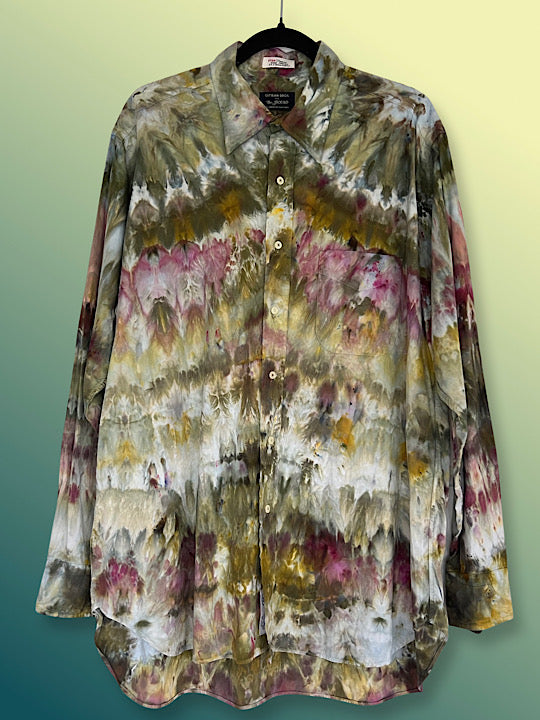 Tie Dye Long Sleeve Men's Button Down - -XXL
