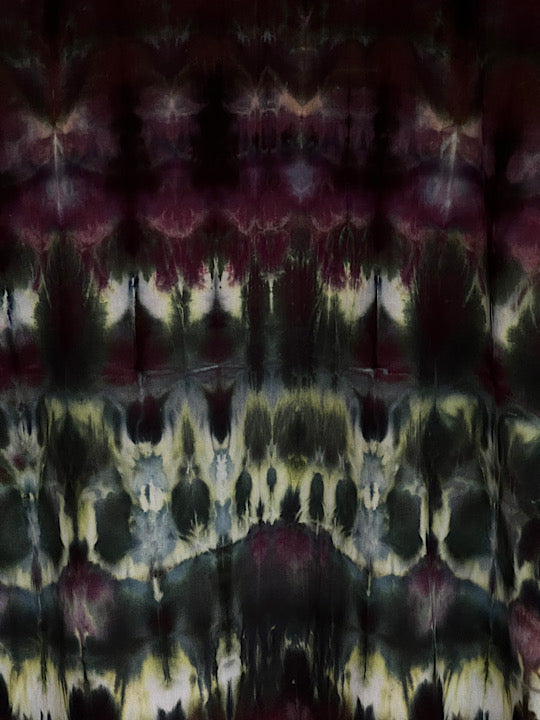 Tie Dye Long Sleeve Men's Button Down Shirt - Deep Plum Forest - XXXL