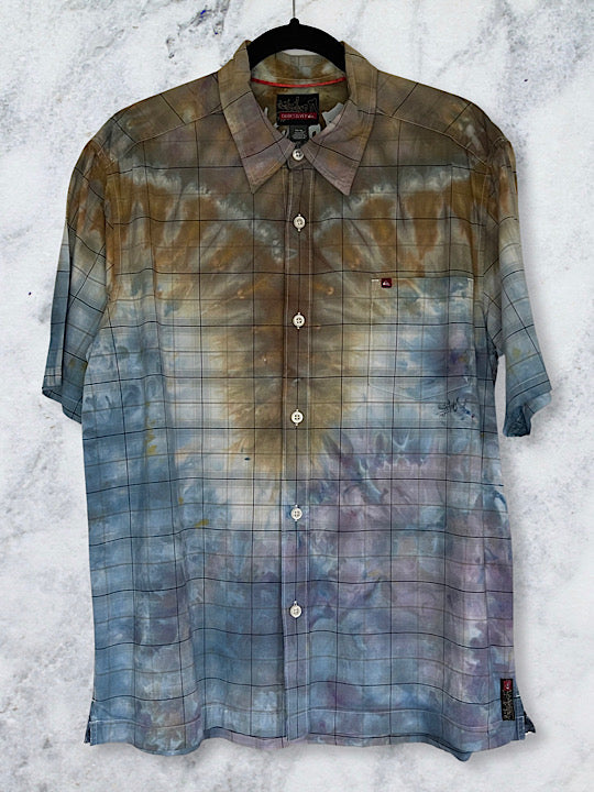 Tie Dye Button Down Short Sleeve Shirt - Medium - Western Surfer