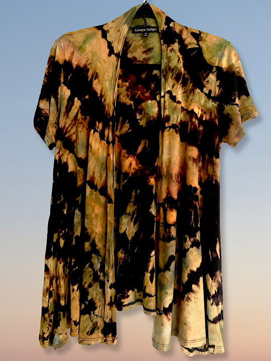 Tie Dye Short Sleeve Layer Cardigan - Reverse - M