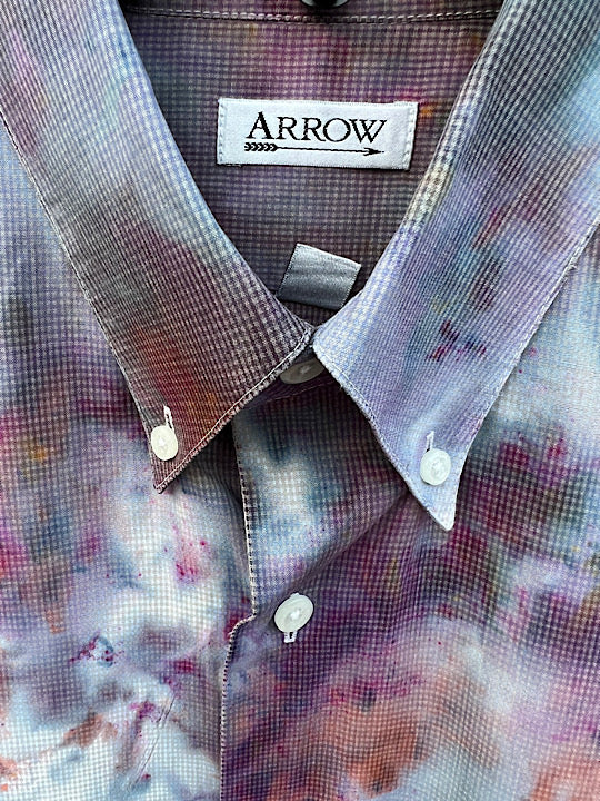 Tie Dye Short Sleeve Men's Button Down Shirt - Large