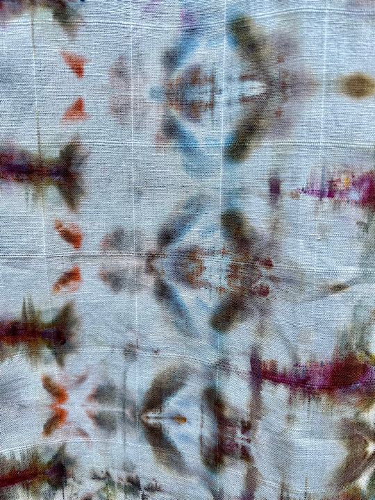 Tie Dye Short Sleeve Men's Linen Blend Shirt - L