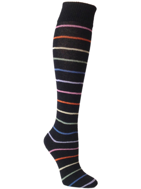 Black Light Rainbow Striped Knee High