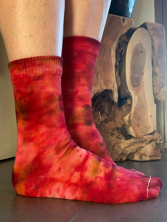 Fire on the mountain tie dye organic cotton socks