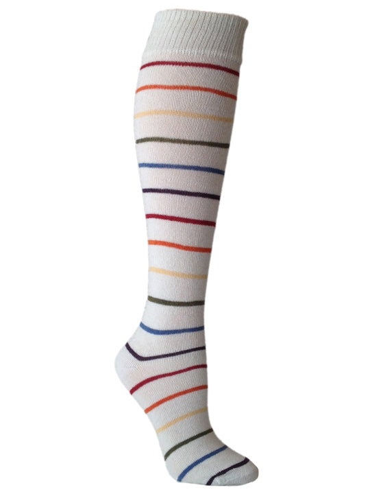 White Light Rainbow Stripe Knee High