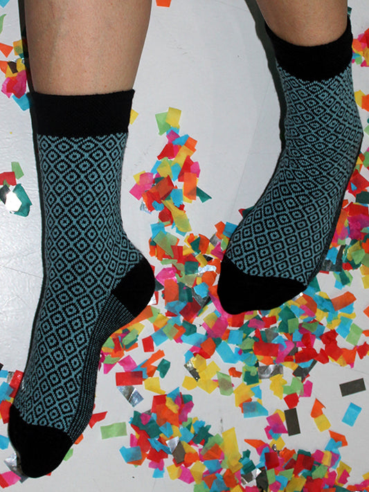 Zara Aqua Diamond Pattern Crew