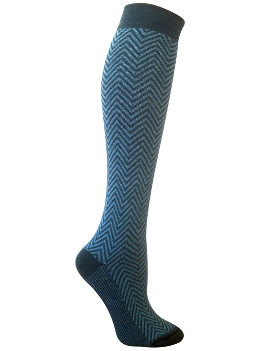 Elizabeth Herringbone Teal Knee High