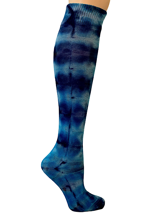 Stella Blue Dots Ice Dye Organic Cotton Knee High Socks