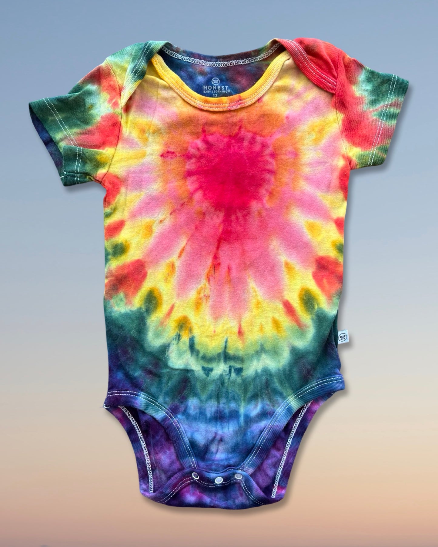 Tie Dye Baby One Piece - Organic Cotton - Rainbow Heart