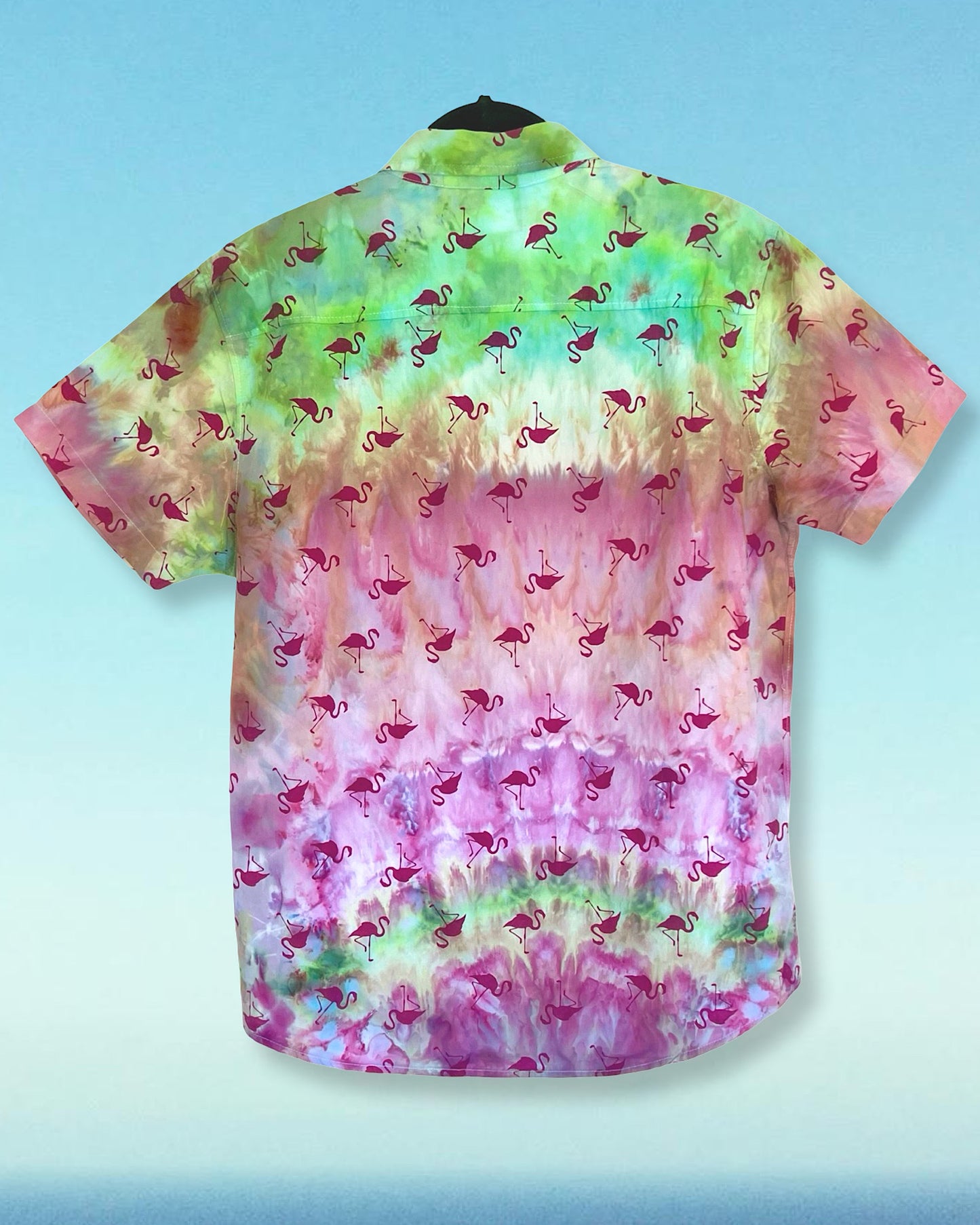 Tie Dye Button Down Short Sleeve Shirt - Medium