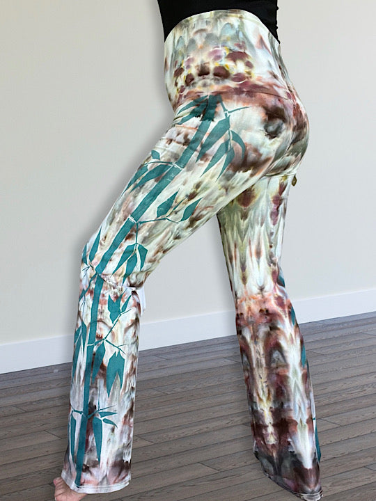 Tie Dye Boot Cut Yoga Pants - Nectar Bamboo Forest- Small