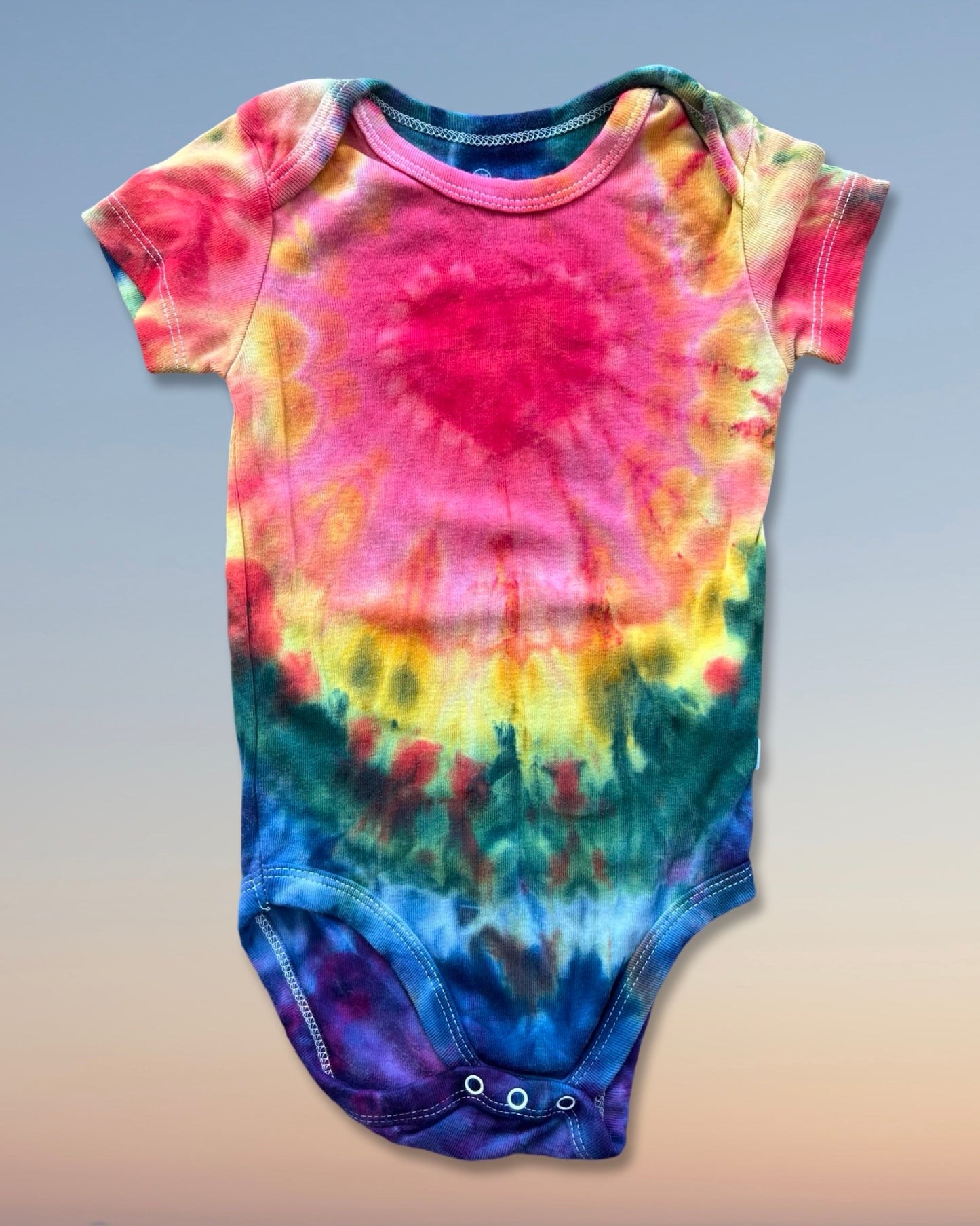 Tie Dye Baby One Piece - Organic Cotton - Rainbow Heart