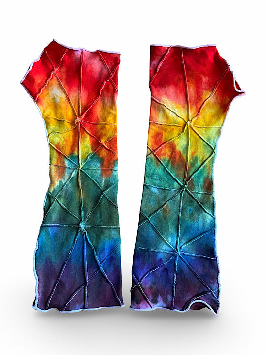 Tie Dye Fingerless Glove Arm Warmer - Rainbow Galaxy