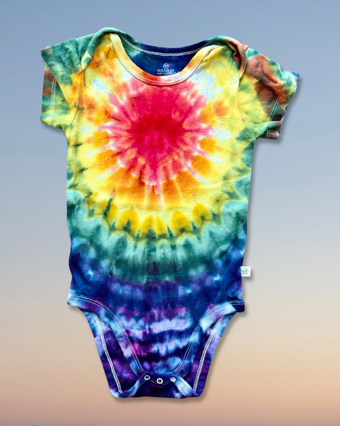 Tie Dye Baby One Piece - Organic Cotton - Rainbow Heart