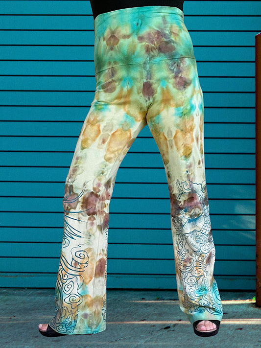 Tie Dye Boot Cut Yoga Pants - Nectar Koi - X Large