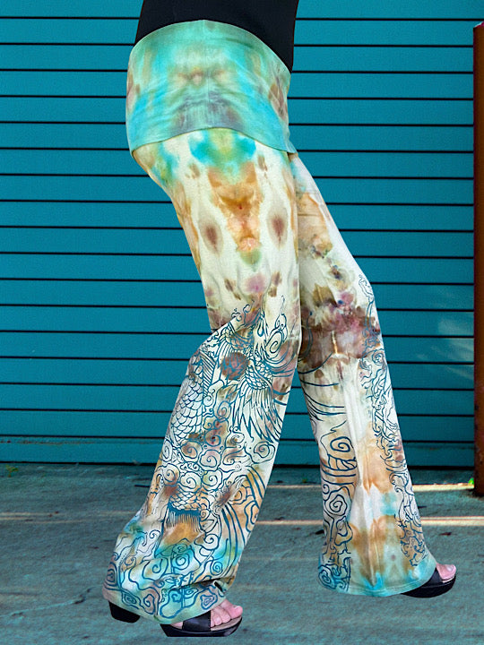 Tie Dye Boot Cut Yoga Pants - Nectar Koi - X Large