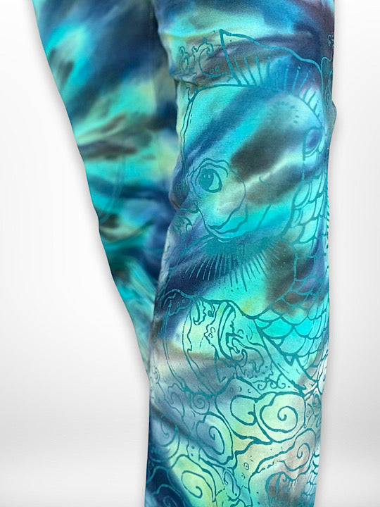 Tie Dye Boot Cut Yoga Pants - Nectar Koi - Medium