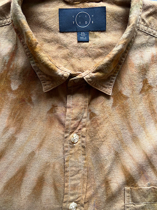 Tie Dye Long Sleeve Button Up Shirt - Cotton Cashmere - XXL