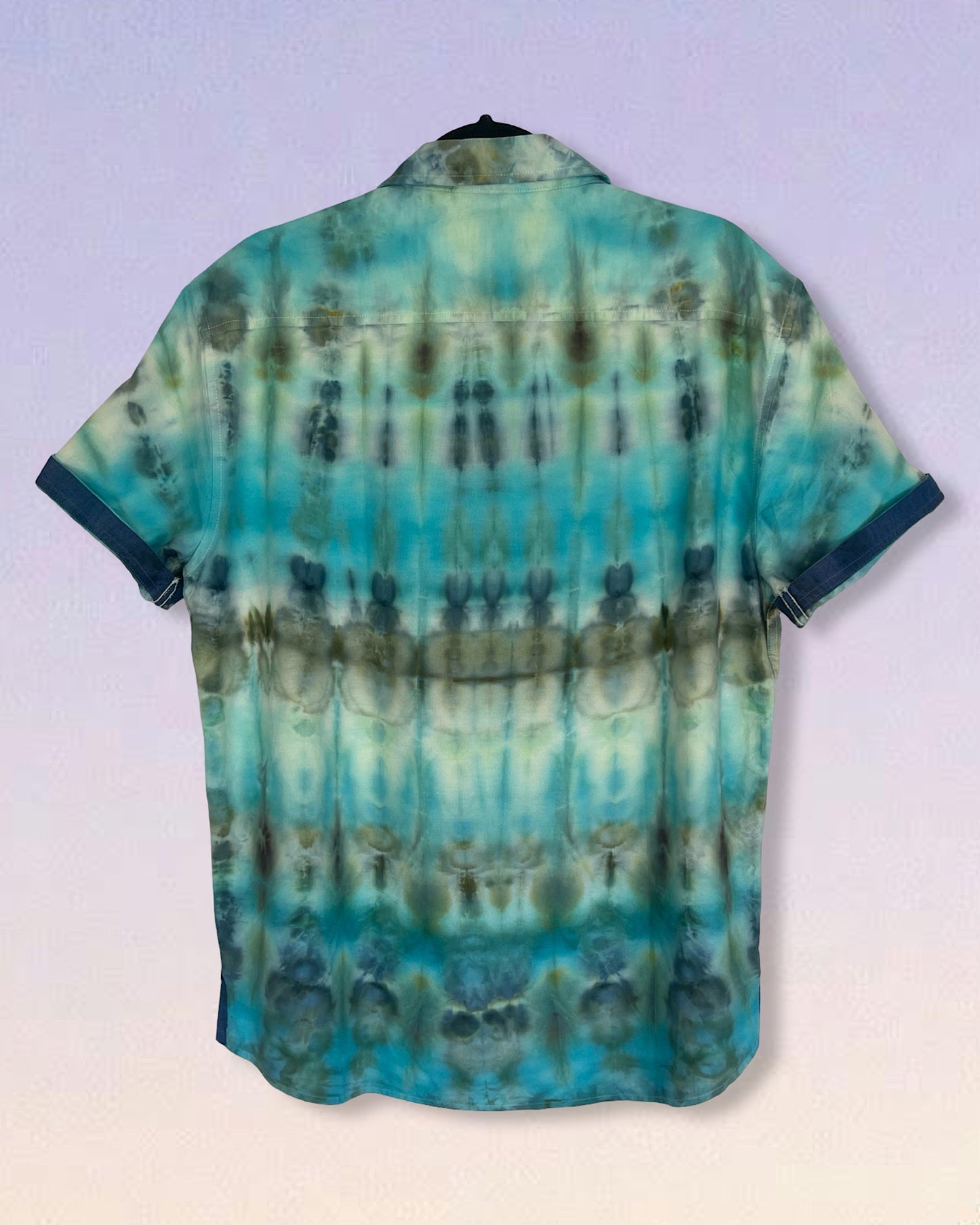 ice dye button down short sleeve shirt pool vibes back