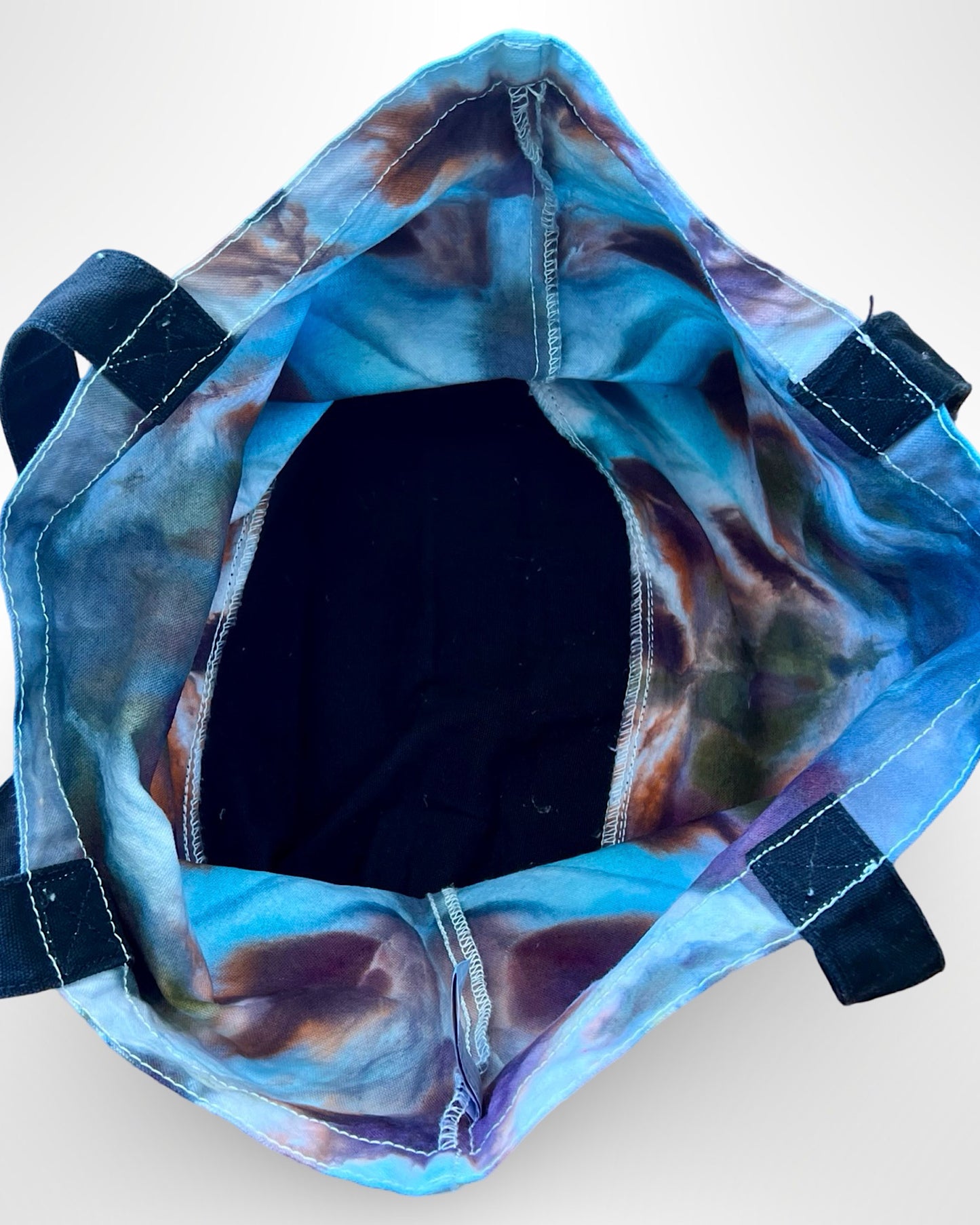 ice dye canvas tote tag peacock