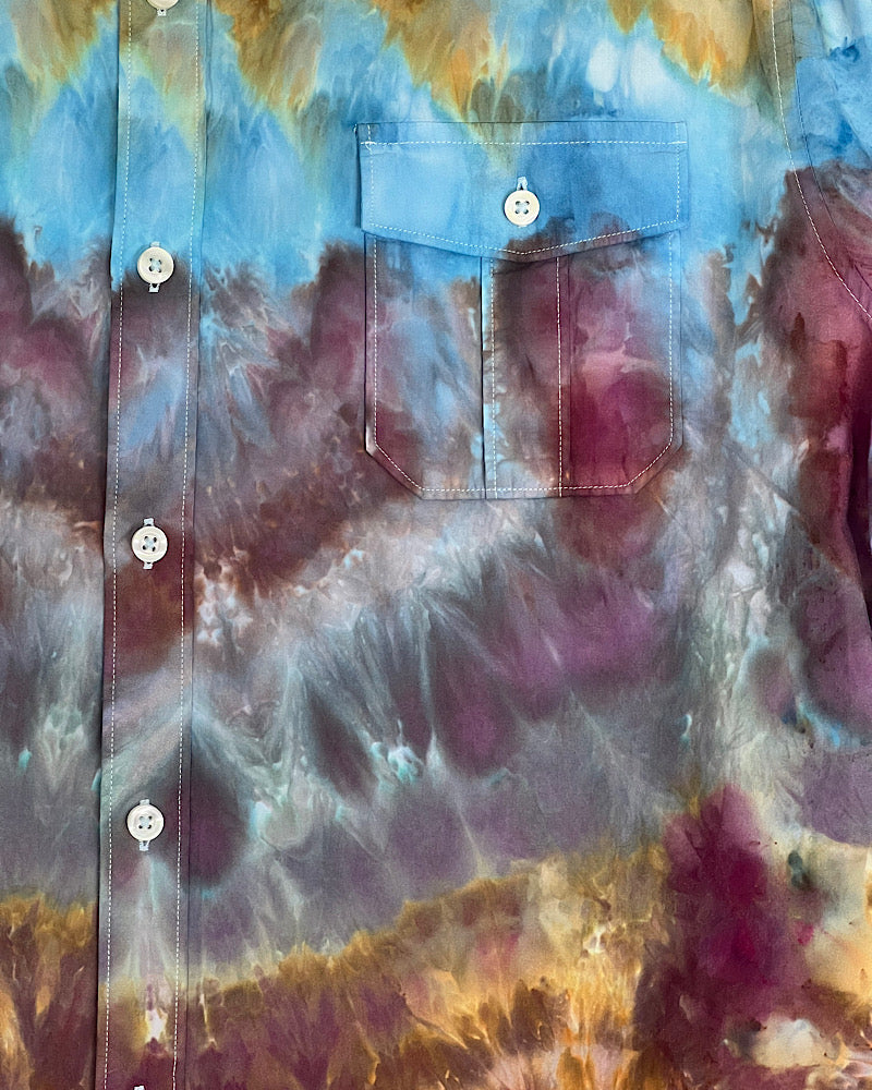 ice dye shirt size large button down detail pocket