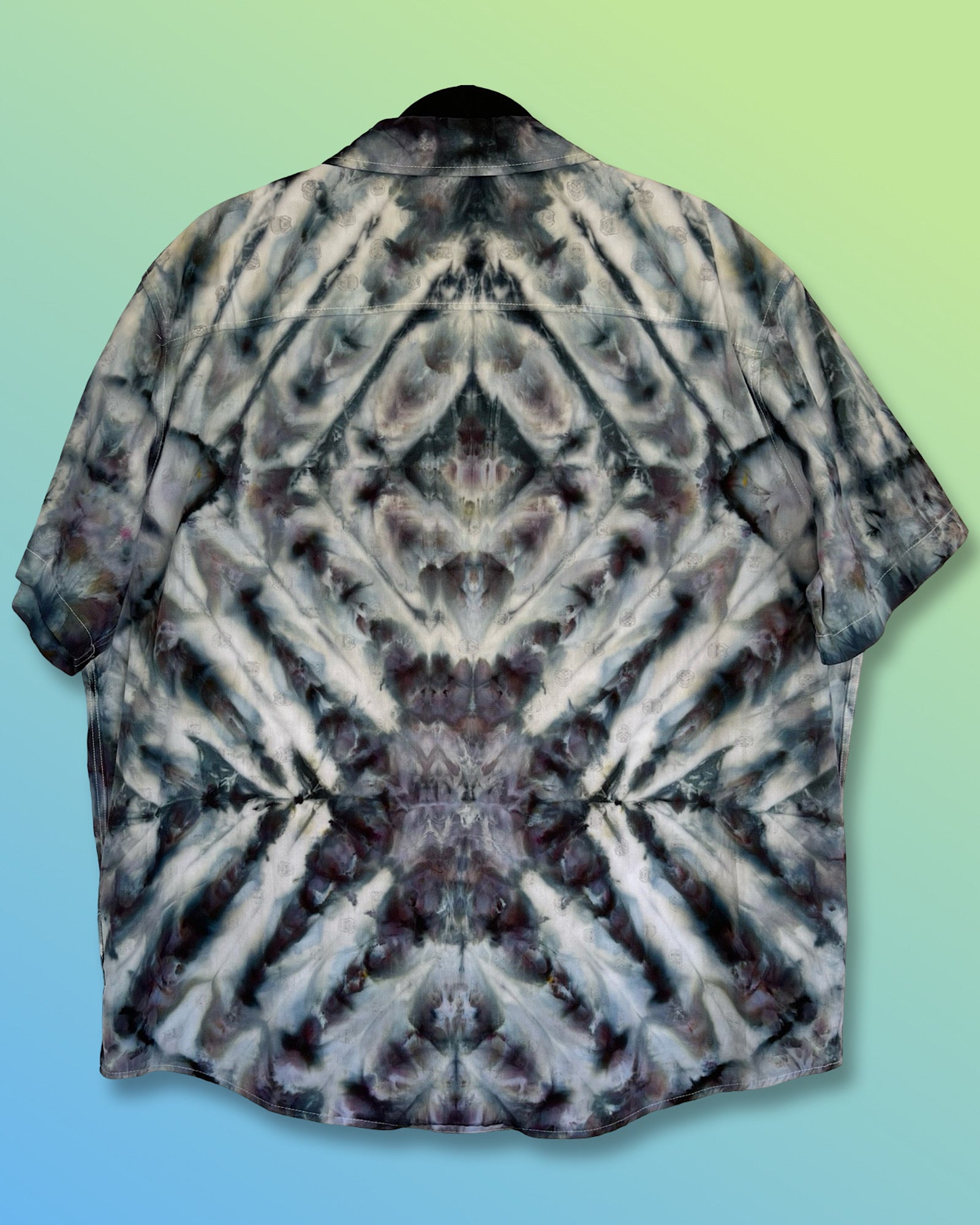 ice dyed mens button down shirt stormtrooper pattern back