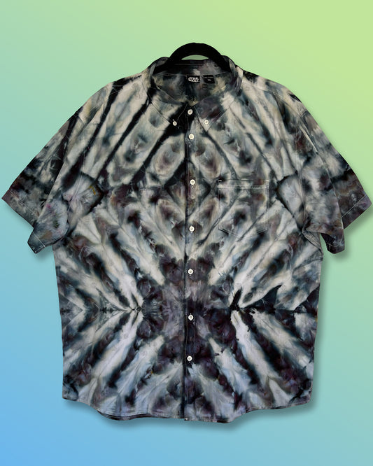 ice dyed mens button down shirt stormtrooper pattern front