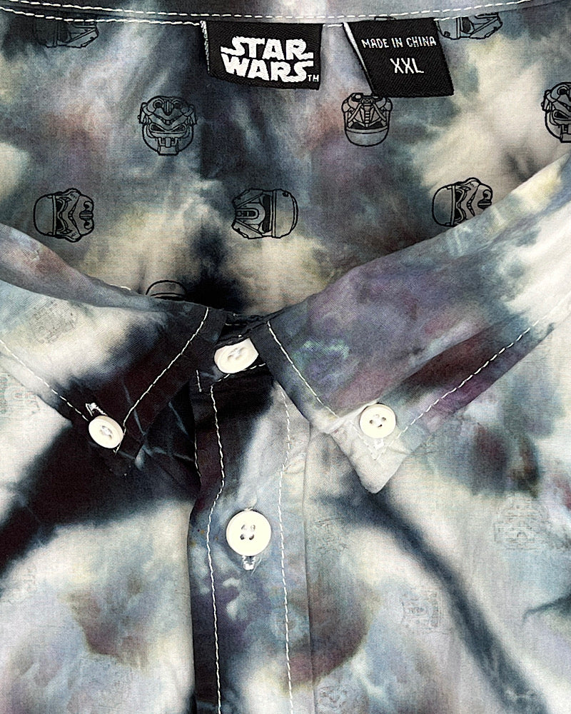 ice dyed mens button down shirt stormtrooper pattern  label