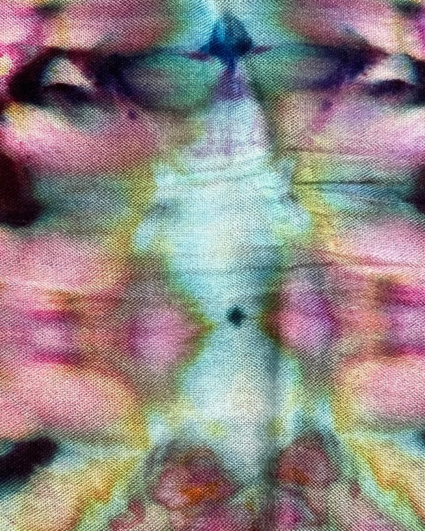 Abstract multicolored pattern with a central figure