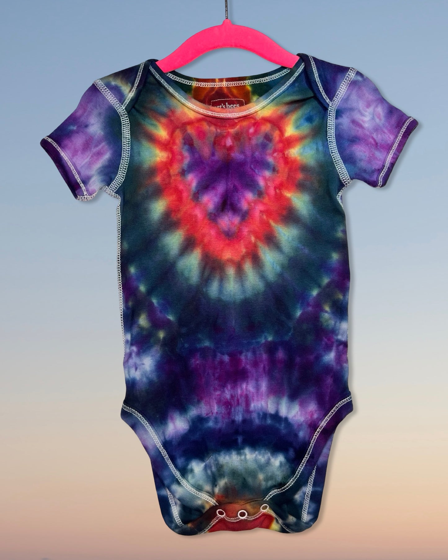 Tie Dye Baby One Piece - Organic Cotton - Purple Heart