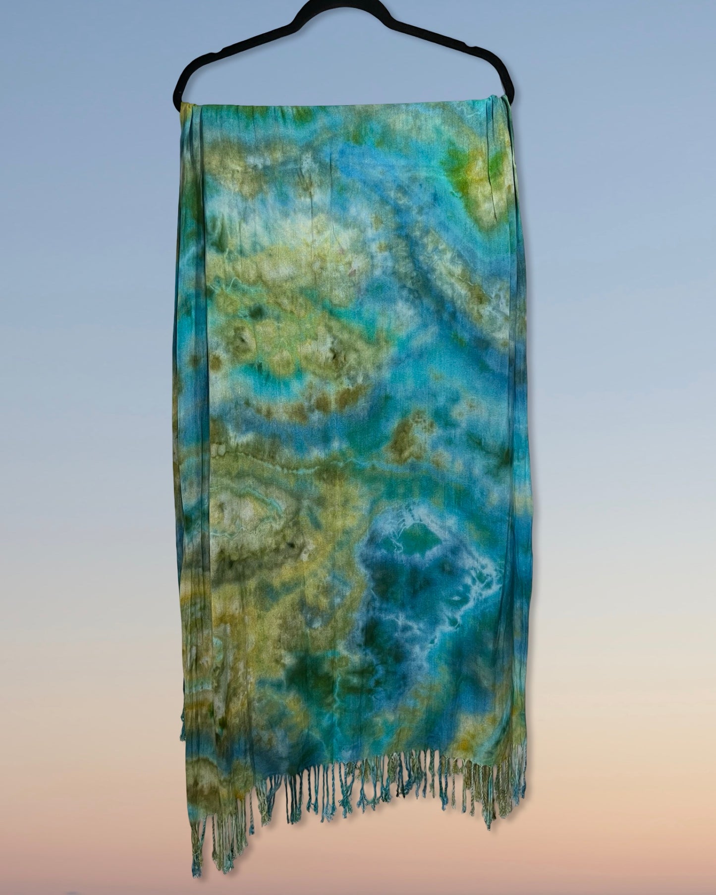 Ice Dyed Cotton Shawl - Tide Pool