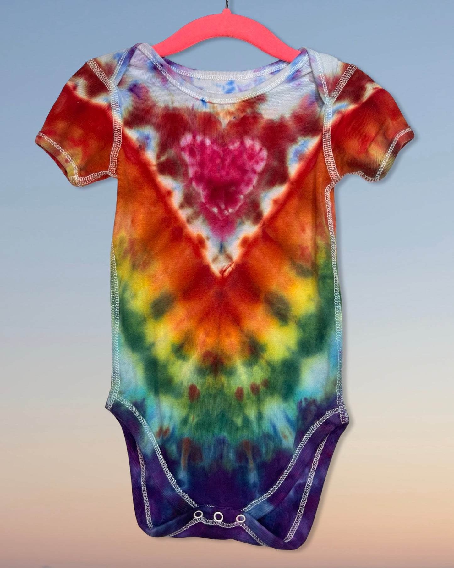 Tie Dye Baby One Piece - Organic Cotton - Rainbow Heart