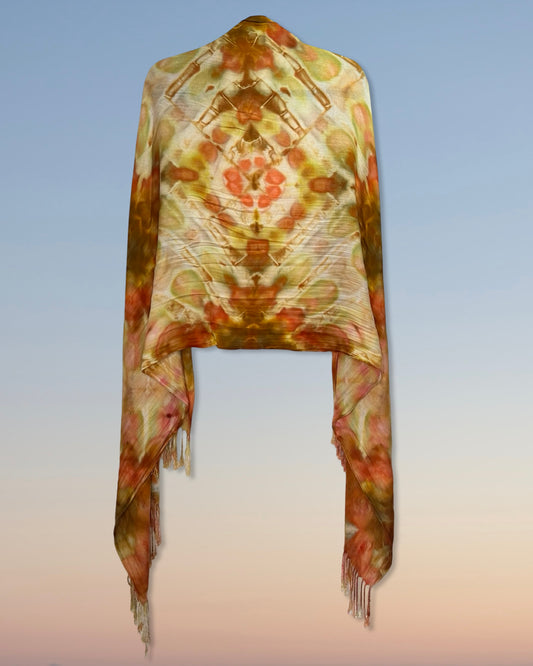 Ice Dyed Cotton Shawl - Golden Star