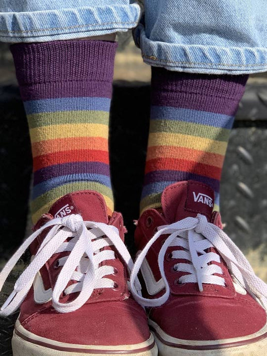 Iris Rainbow Striped Crew Socks