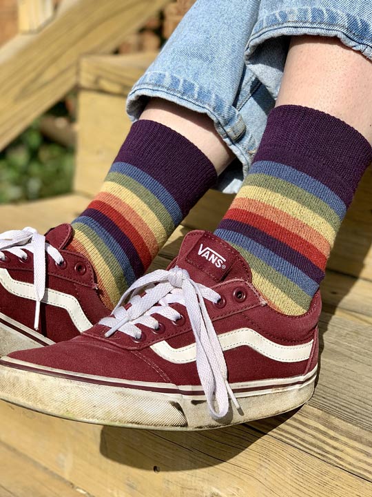 Rainbow Striped Below Calf Socks