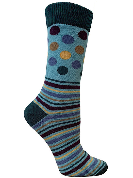 Lalita dots and stripes crew sock teal 