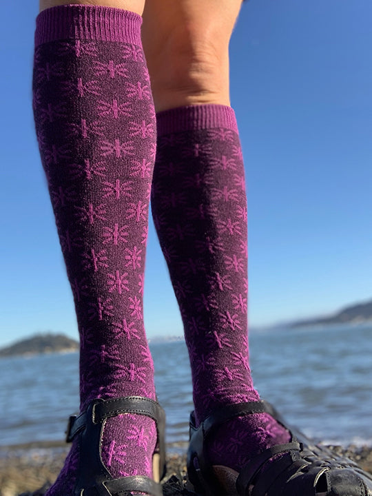 Purple Star Texture Organic Cotton Knee High Socks